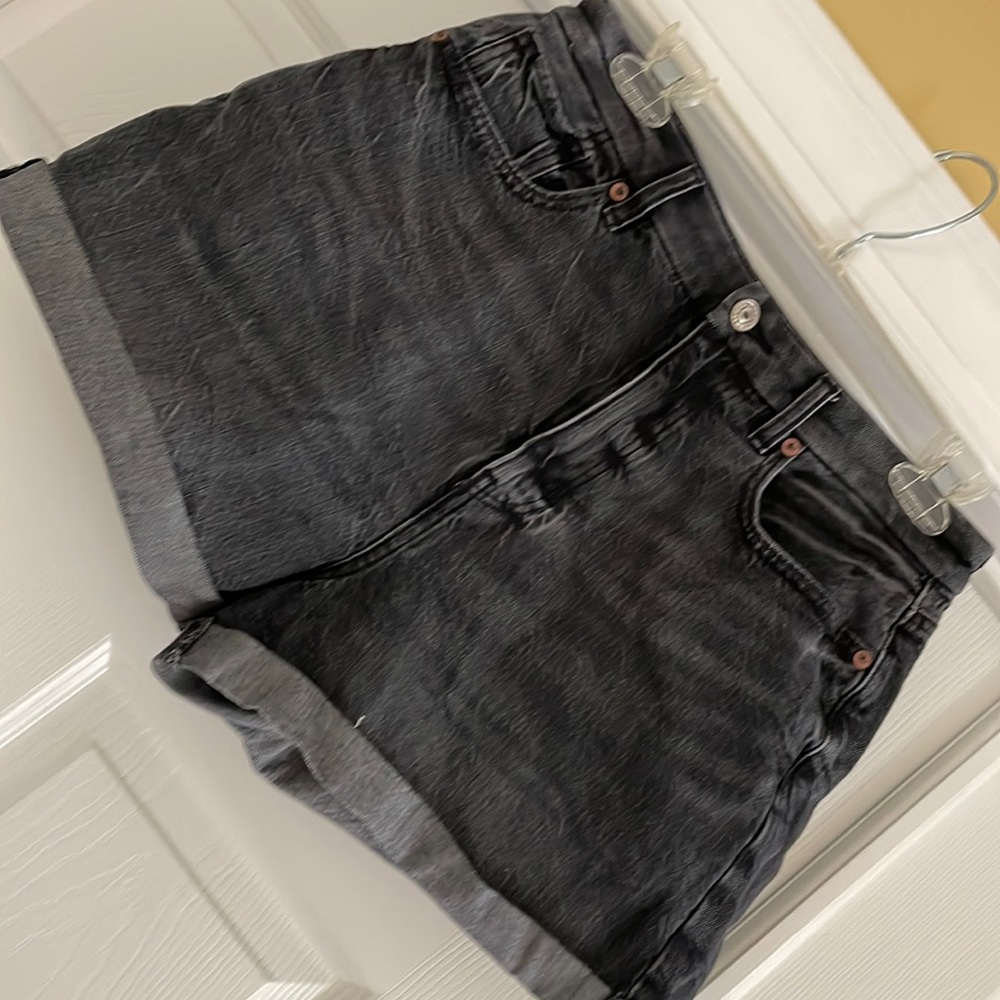 American Eagle black denim shorts, size 6